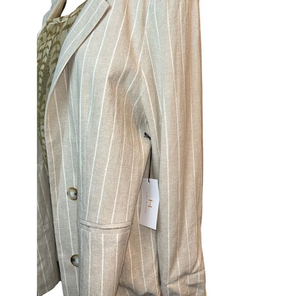 Halston Womens Linen Blend Pinstripe Blazer XL NWT Old Money Sophisticated - Picture 5 of 11